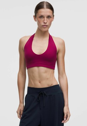 lululemon, LULULEMON FOCUSER HALTER BRA LIGHT SUPPORT, A/B CUP  WOMEN'S BRAS - Light support sports bra - raspberry rave