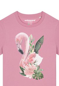 watapparel FLAMINGO MIT BLUMEN - T-shirt print - bubble pink
