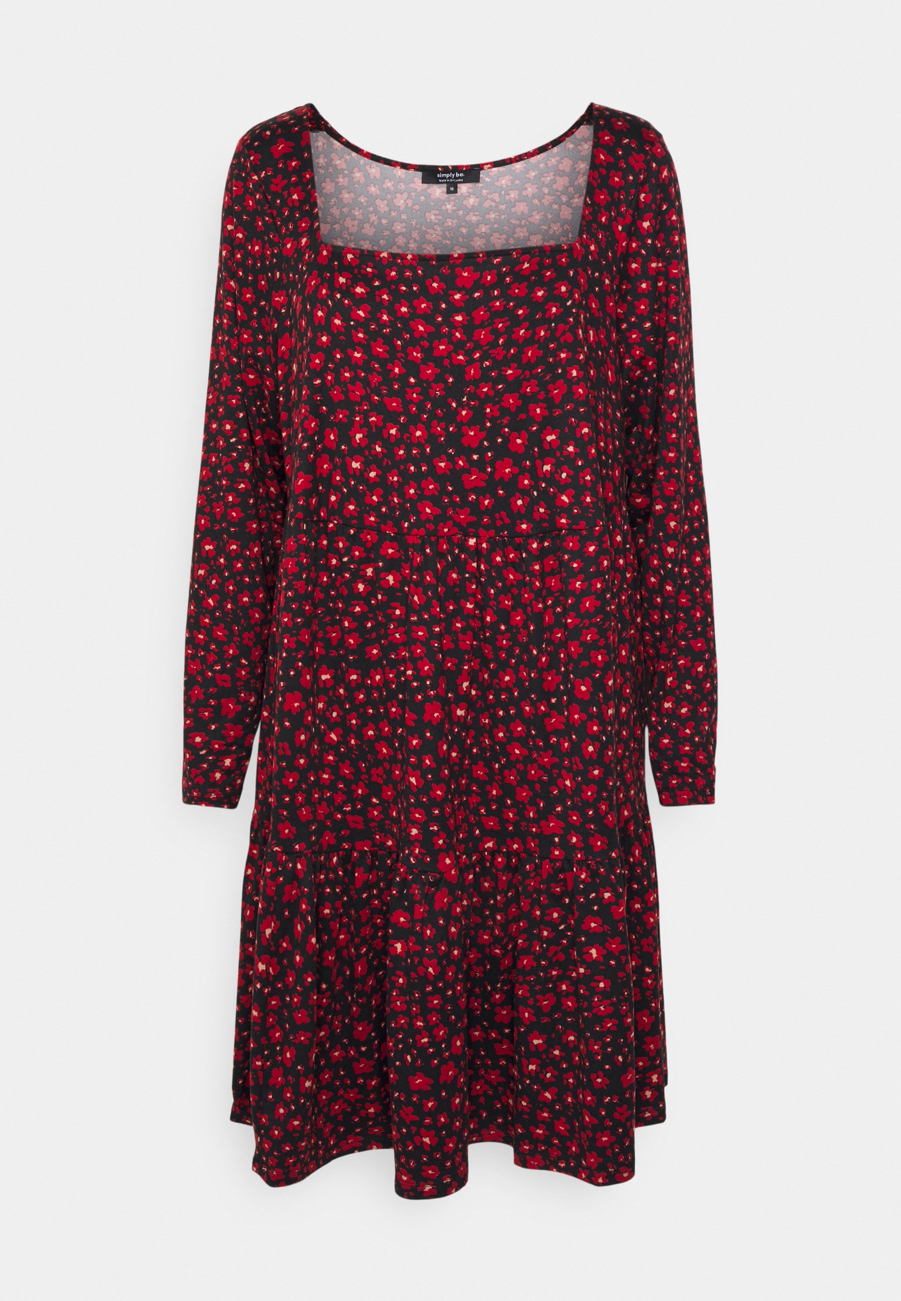 Simply Be SQUARE NECK SMOCK DRESS - Jurk - red/rood - Zalando.nl