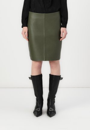 DANIN - Jupe en cuir - olive night