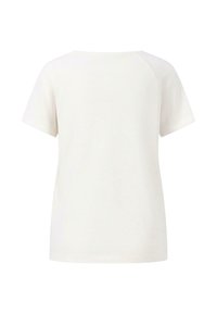 Hvid bomulds t-shirt med korte ærmer, rund halsudskæring og en afslappet pasform. Glat tekstur, ingen synlige mønstre eller detaljer. Bagvendt udsigt.