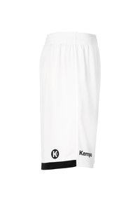 Pantaloni sportivi bianchi realizzati in tessuto leggero. Presentano una striscia nera all'orlo e il logo Kempa in nero sul lato inferiore. Vita elastica.