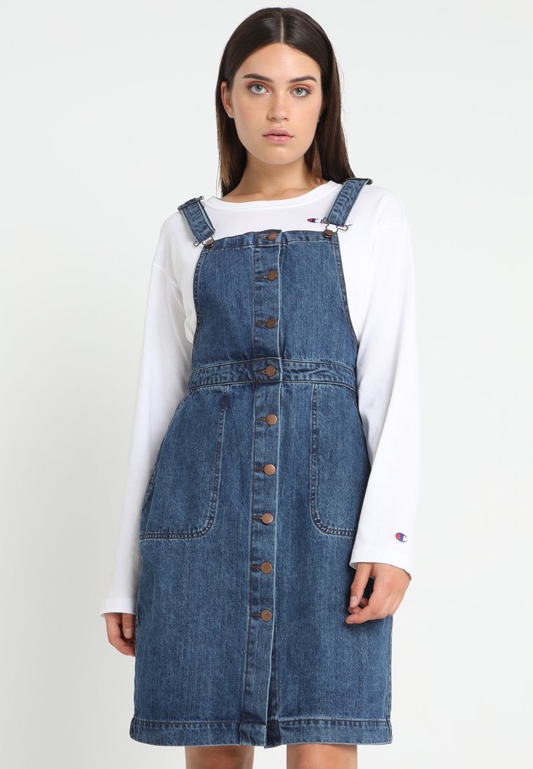Urban Classics LADIES DUNGAREES DRESS - Denim dress - ocean blue/blue -  Zalando