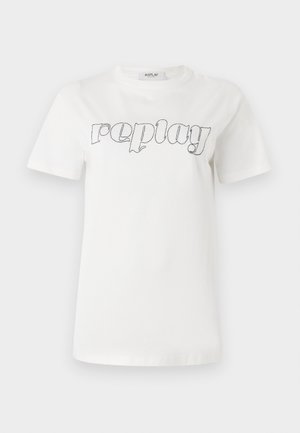 Replay Print T-shirt - natural white