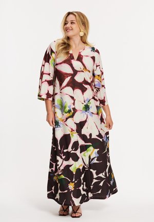 YOEK MIT DRUCK - Maxikleid - dunkelrot