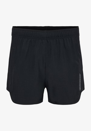 Schwarze Sportshorts aus leichtem Material. Mit elastischem Bund und seitlichem Logo-Akzent. Glatte Textur mit kurzem Schnitt.