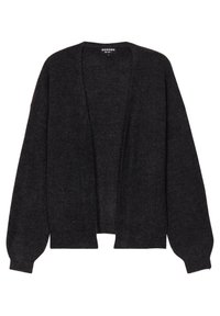 Mörkgrå öppen cardigan i mjukt stickat material. Har långa, något puffiga ärmar och en avslappnad passform utan några knäppningar.