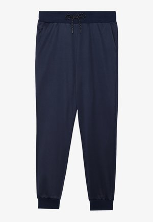 Marina atletiska joggers av slät tyg, med resårmidja och snörning, sidofickor och ribbade muddar.