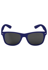Ochelari de soare bleumarin cu un finisaj mat, formă rectangulară, lentile de culoare gri închis și brațe curbe pentru confort și o fixare sigură.