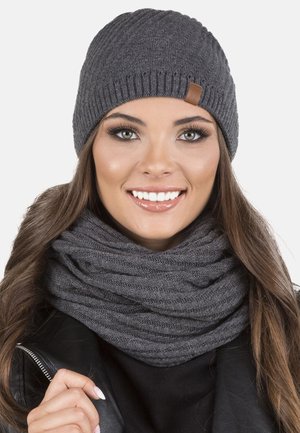 7017 BEANIE AND SCARF SET - Snood - dark grey