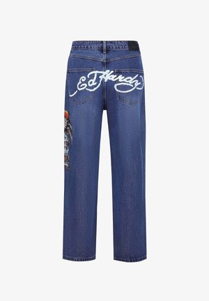 Ed Hardy, SKULL-SNAKE-EAGLE DIAMANTE - Vaqueros boyfriend - indigo