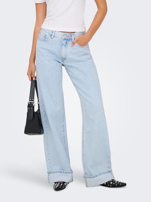 ONLY MITTLERE TAILLE - Wide Leg - light blue bleached denim