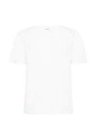 White short-sleeve T-shirt made of soft cotton fabric. Straight cut with a simple design and no visible patterns or embellishments.