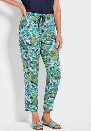 GOLDNER, DRUCK - Trousers - grey/green patterned