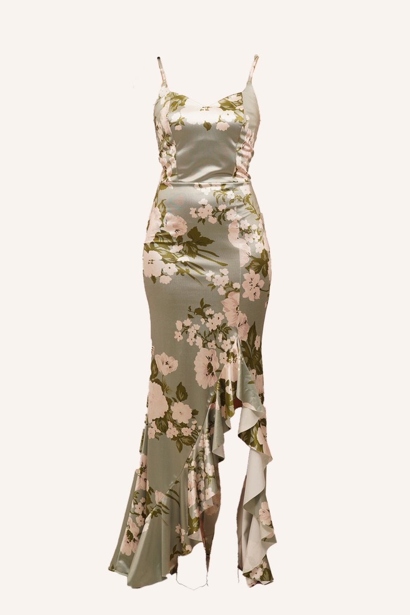 WAL G. EMILY RUFFLE MAXI - Occasion wear - olive/green - Zalando.ie