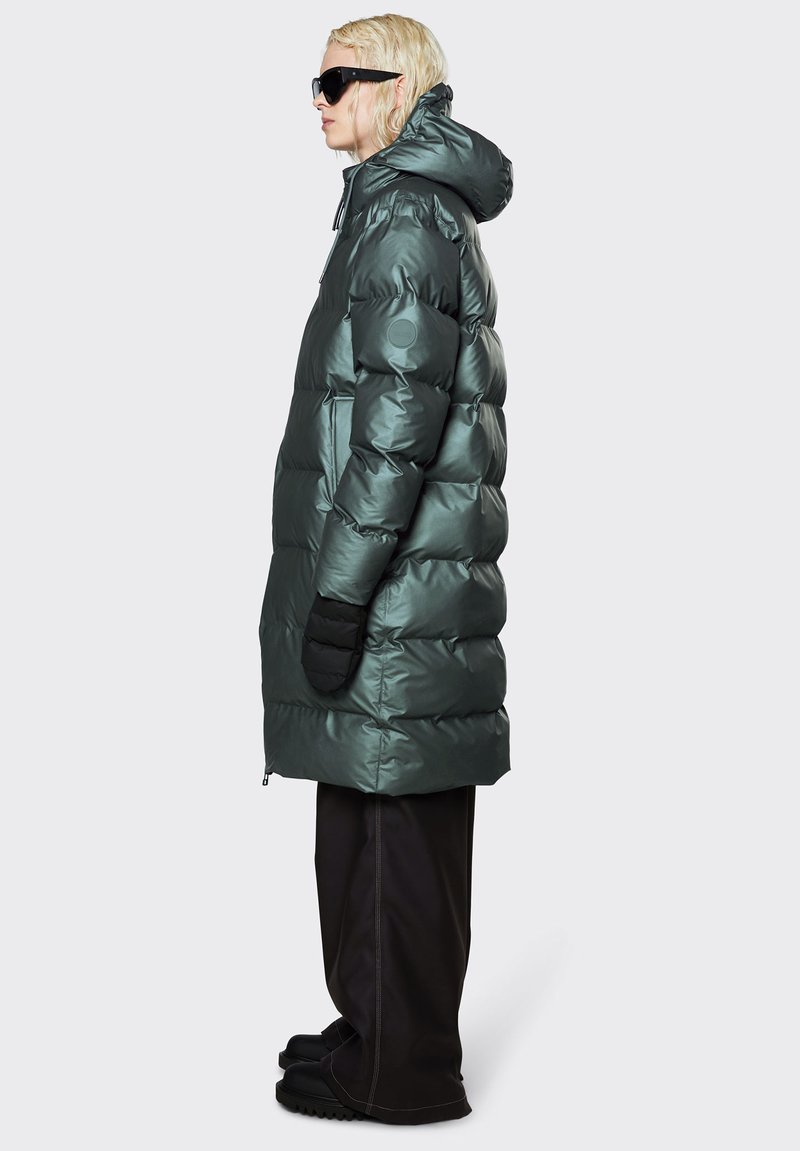 Rains LONG PUFFER JACKET UNISEX - Manteau d'hiver - silver pine/vert foncé  - ZALANDO.FR
