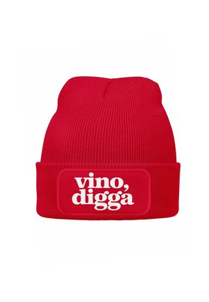 MIT SPRUCH AUFDRUCK LUSTIG VINO DIGGA - Beanie - rot