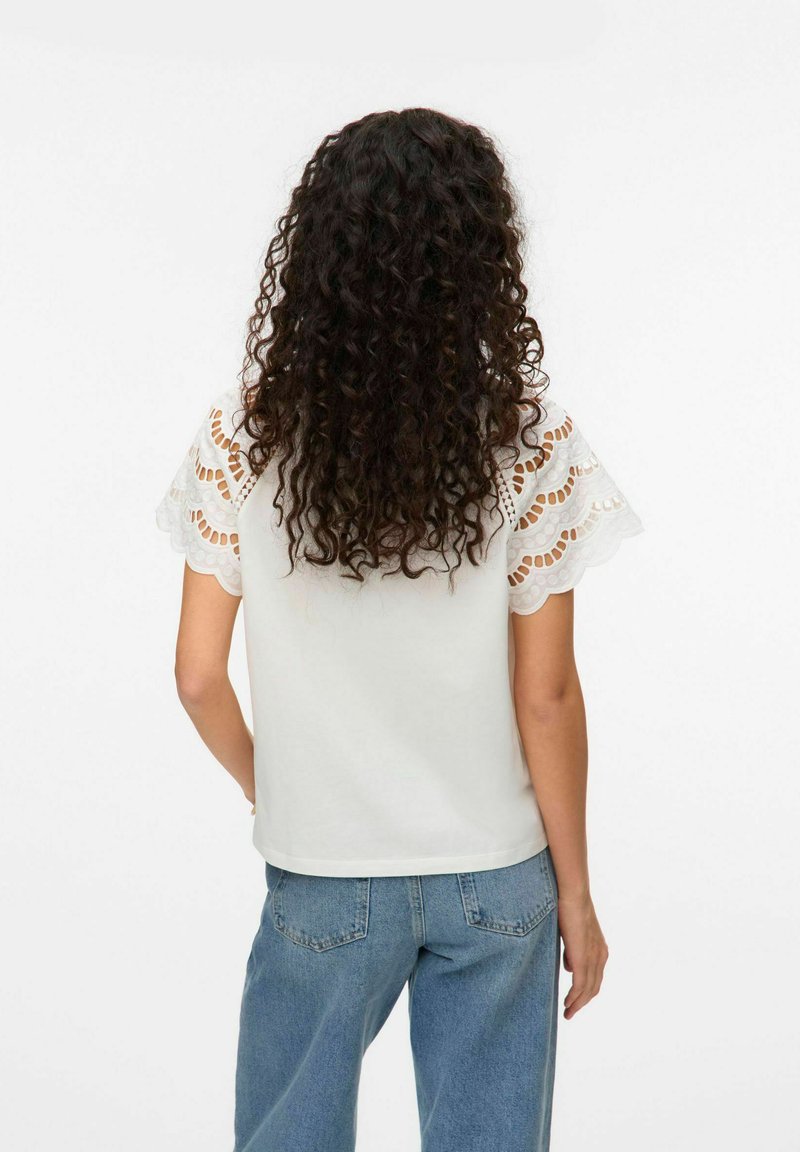 Shirt Vero Moda Kanten Top Vero Moda T-shirt Print Snow White/wit