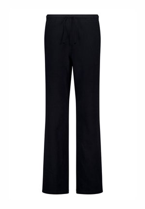 Schwarze Baumwoll-Sweatpants mit lockerer Passform, Kordelzugbund und geraden Beinen. Glatte Textur ohne Muster oder Akzente.