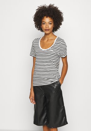 SHORT SLEEVE ROUND NECK STRIPED - Triko s potiskem - multi/black