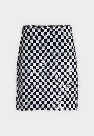 KARL LAGERFELD, CHECKERBOARD SEQUIN SKIRT - Minijupe - white/black