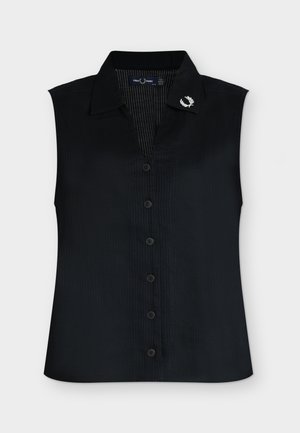 Fred Perry, SHEER STRIPE SLEEVELESS  - Πουκαμίσα με κουμπιά - black