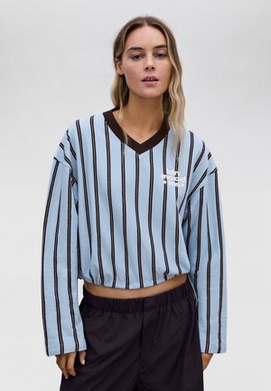 Bershka V-NECK PRINTED - SWEATSHIRT - Sweatshirt - light blue