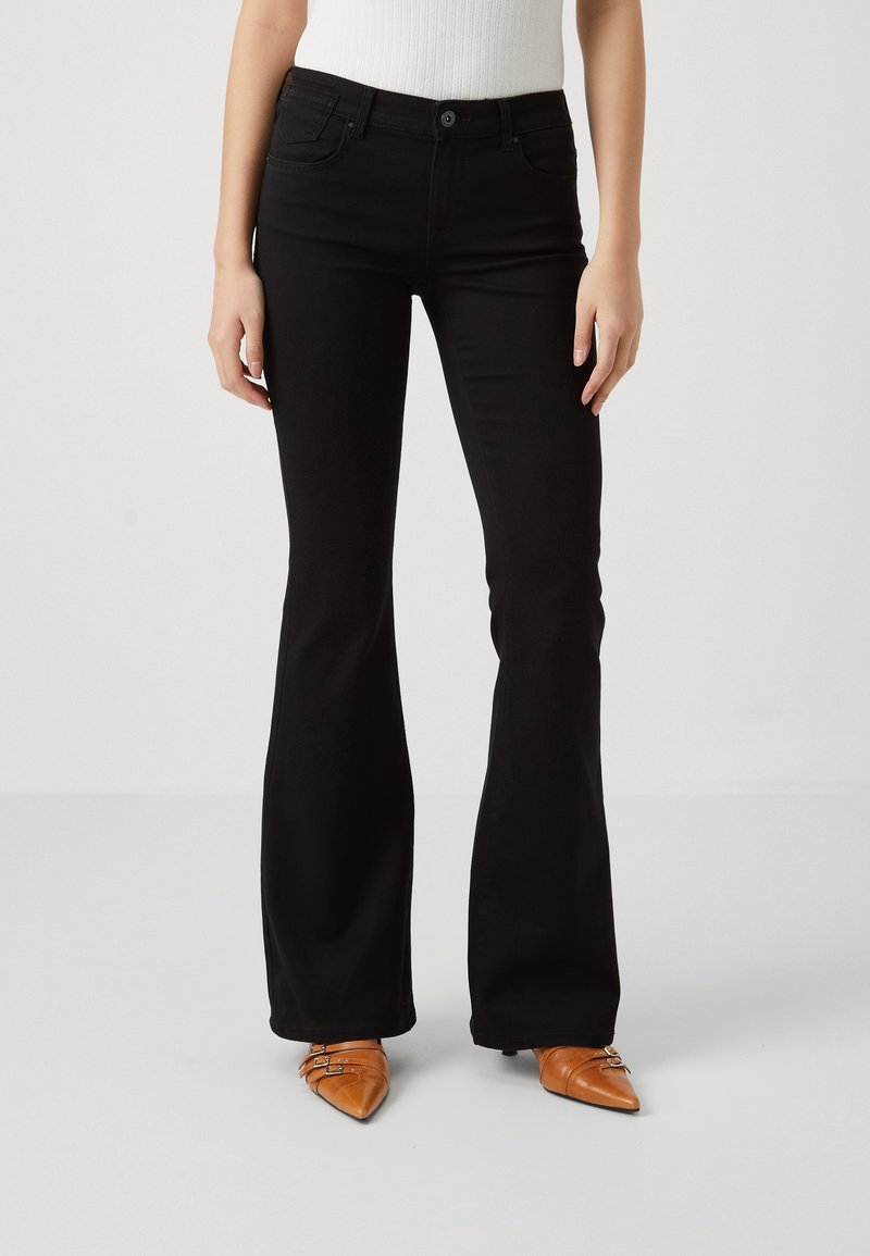 ONLY ONLREESE RETRO - Flared Jeans - washed black