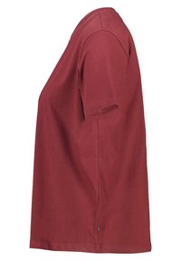 Red cotton t-shirt with short sleeves, a crew neckline, and a relaxed fit. Features straight hem and side seam detailing.