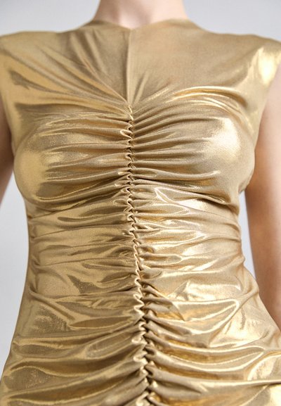 Norma Kamali V NECK SHIRRED FRONT DRESS TO KNEE - Džersio suknelė - gold