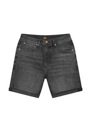 Crne traper hlačice s podvrnutim rubovima, zatvaračem na prednjoj strani i kopčom na gumbe, pet džepova i omčama za remen.