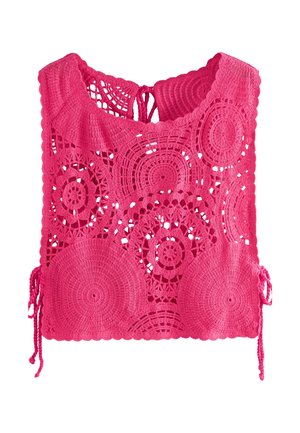 REGULAR FIT - CROPPED CROCHET TABBARD COVER-UP   - Top - pink