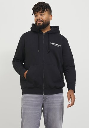 Jack & Jones JORVESTERBRO ZIP HOOD - Športna jopa s kapuco na zadrgo - black