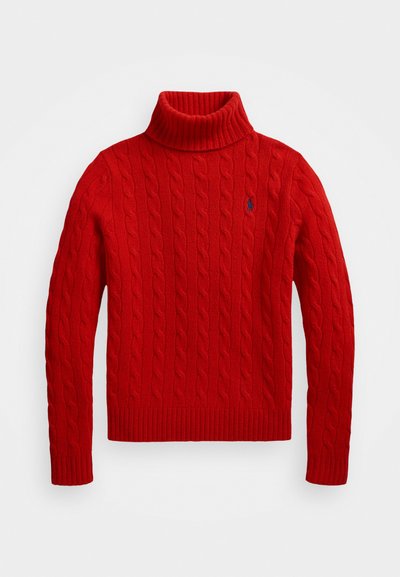 Polo Ralph Lauren WOOL CASHMERE CABLE ROLL NECK JUMPER - Džemperis - fall red