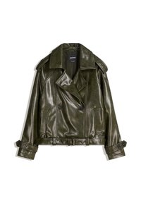 Bunda z umělé kůže - dark green