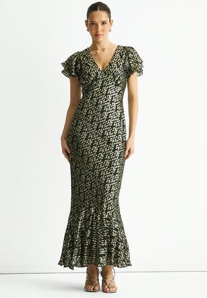 CLIPPED JACQUARD BIAS CUT - Maxi dress - green