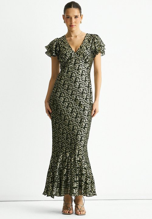 gini london green floral print maxi dress WATERCOLOUR - indian dress