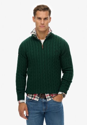 CLASSIC CABLE HALF-ZIP - Strickpullover - forest green