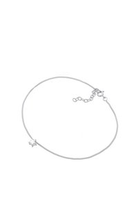 Bracciale in argento con ciondolo a stella; presenta un design a rete sottile e delicato e una chiusura regolabile con catena di estensione.