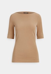 STRETCH COTTON BOATNECK TEE - Basic póló - classic camel