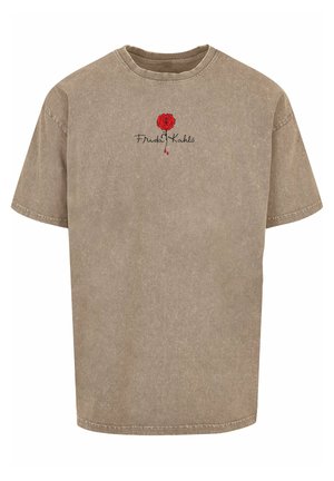 Merchcode, LOGO ROSE ACID WASHED HEAVY - T-Shirt print - darkkhaki