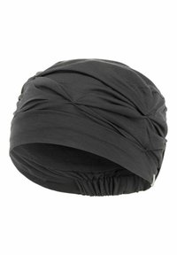 Černý, elastický čelenka vyrobená z měkké tkaniny. Obsahuje design s otočením a elastický pás pro bezpečné uchycení. Odolná a snadno nositelná.