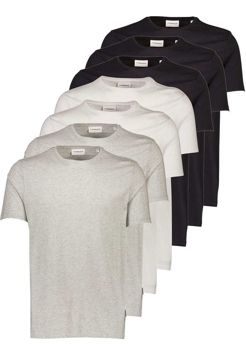 Lindbergh O NECK TEE 7 PACK - T-shirt basic - wh-wh-wh-bl-bl-gr-gr