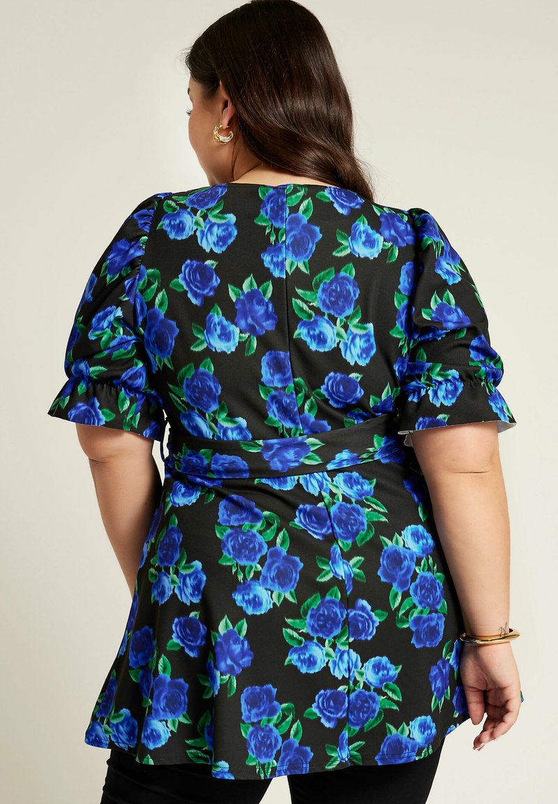 Yours Clothing FLORAL PEPLUM - Blouse - black - Zalando