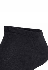 Calzino nero alla caviglia realizzato in un materiale liscio e elasticizzato, con un polsino a coste e un design senza cuciture per garantire comfort e una calzata perfetta.