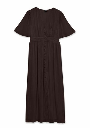 Vero Moda, VMDORA 2/4 V-NECK PLISSE DRESS WVN EXP - Robe longue - chocolate torte