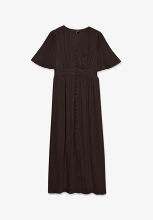 Vero Moda, VMDORA 2/4 V-NECK PLISSE DRESS WVN EXP - Maksikleit - chocolate torte