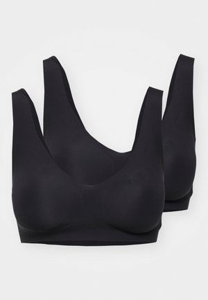 Soutiens-gorge noirs avec de larges bretelles, une texture lisse et un décolleté arrondi. Lot de deux avec un design sans couture et sans détails matériels.