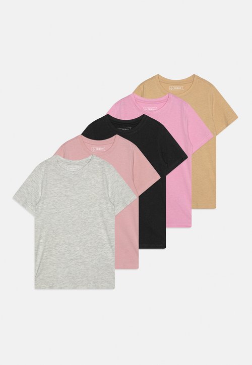 Friboo 5 PACK - Tricou cu imprimeu - black/light pink/mottled light grey