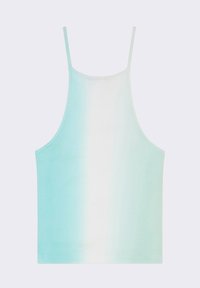 Top a canotta azzurro chiaro e bianco a coste con spalline sottili, caratterizzato da un motivo di colore sfumato e un design dal taglio comodo.